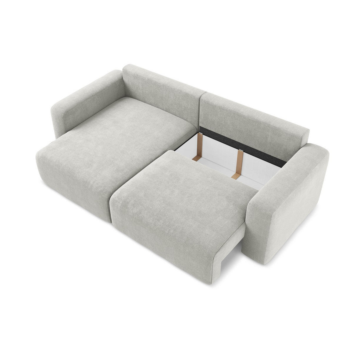 ECKSOFA mit Schlaffunktion links Chenille Stoff Grau - Hellgrau/Schwarz, Kunststoff/Textil (149/244cm) - LaMiaSofa