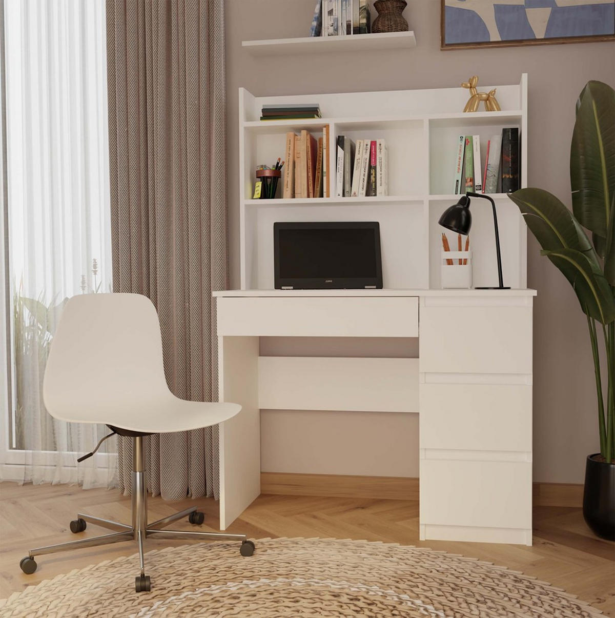 SCHREIBTISCH Weiß 98/146/52 - Weiß, Holzwerkstoff (52/98/146cm) - RAUMHIRSCH FURNITURE