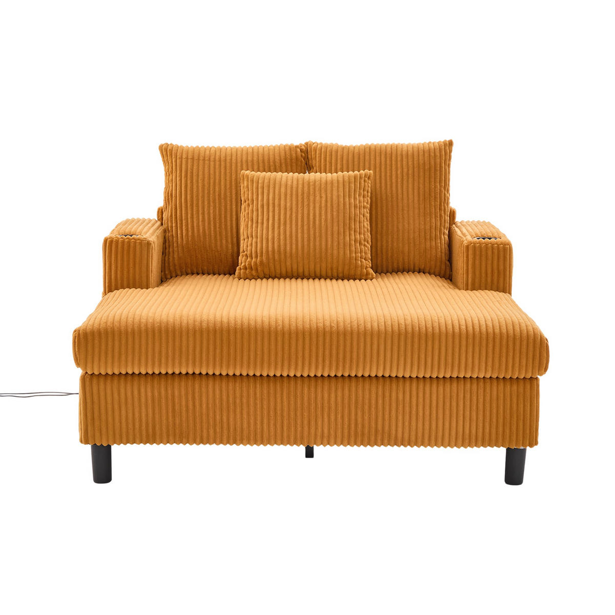 RELAXLIEGE XXL Polsterliege,Relaxsessel,3 Zierkissen,Cord,Gelb - Gelb, Textil (128/85/142cm) - LVHOM