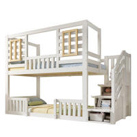ETAGENBETT 90/200 cm mit Treppenschrank, 2 Liegeflächen und Lattenrost, Weiß - Weiß, Holzwerkstoff (90/200cm) - Redom