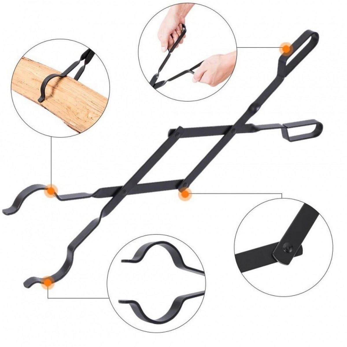 ZANGE – Kaminzubehör für Campingkamine, Kamine im Haus und Öfen im Freien – 66 cm - Schwarz, Metall (66/6.3/6.3cm) - DCA