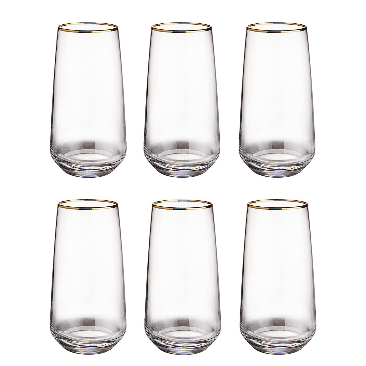 LONGDRINKGLAS (6er Set) Touch Of Gold - Transparent, Glas (0.48L) - Butlers