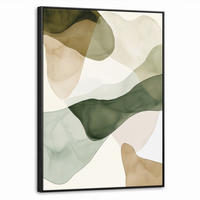 LEINWAND Bilder mit Rahmen - Japandi - Abstrakt - Grün - 70x100 - Salbeigrün, Textil (70/100cm) - MuchoWow