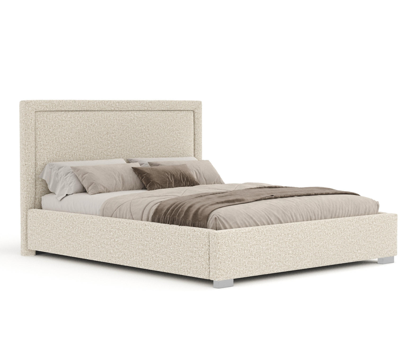POLSTERBETT Ordina Beige 180/200 cm im Plüsch-Stoff - Beige/Silberfarben, Holz/Holzwerkstoff (180/200cm) - Maison de Reve