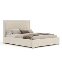 POLSTERBETT Ordina Beige 180/200 cm im Plüsch-Stoff - Beige/Silberfarben, Holz/Holzwerkstoff (180/200cm) - Maison de Reve