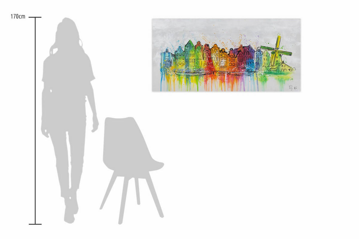 RUČNE MAĽOVANÝ AKRYLOVÝ OBRAZ 120/60 cm, sivý, krajinný motív - sivá, drevo/textil (120/60cm) - KUNSTLOFT
