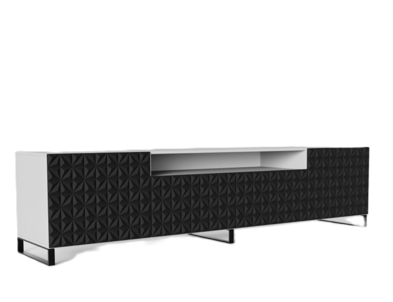 TV-SCHRANK Schwarz ALI Mit Dekorativen Fronten 200 cm - Schwarz/Weiß, Holzwerkstoff (200/40/41cm) - Sepro Meble