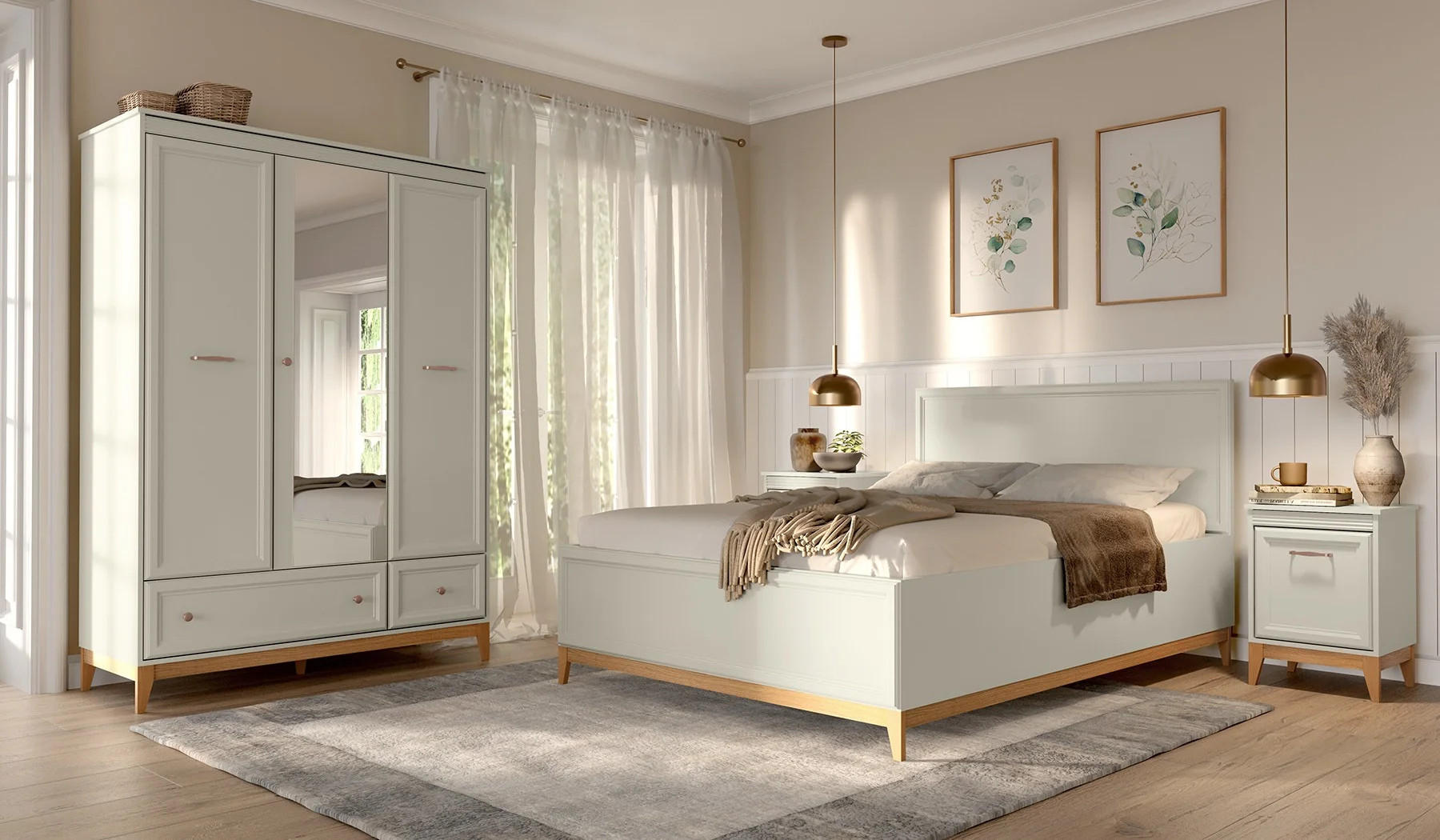 NACHTTISCH WINDSOR W-11 - Kaschmir, Holzwerkstoff (45/62/41cm) - Meblini