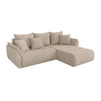ROHOVÁ SEDAČKA s funkcí spaní, otoman vpravo TOKO-L 277x194x86 béžová velur - černá/Sahara, kompozitní dřevo/textil (277/194cm) - ALTDECOR