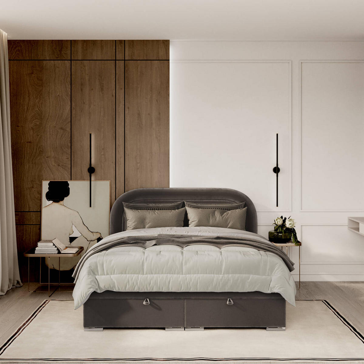 POLSTERBETT Harmony mit Stauraum 120/200 cm Braun im Lotta Stoff - Chromfarben/Braun, Holz/Holzwerkstoff (120/200cm) - AltaBeds