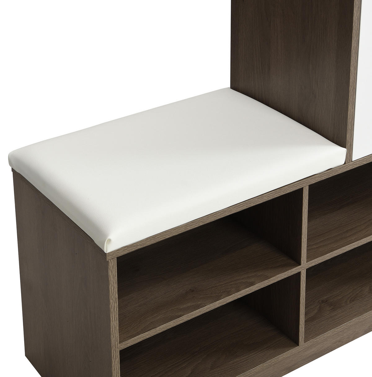 SCHUHSCHRANK 140/35/110 cm Weiß aus Spanplatte mit Sitzkissen - Weiß, Holzwerkstoff (140/110/35cm) - OKWISH