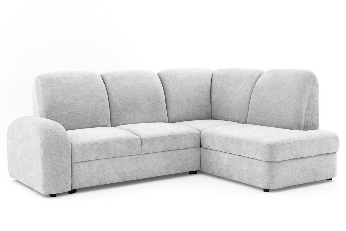 ECKSOFA VIBE L Rechts mit Schlaffunktion 129x205 Chenille Hellgrau - Hellgrau/Schwarz, Holz/Kunststoff (250/186cm) - Muffo