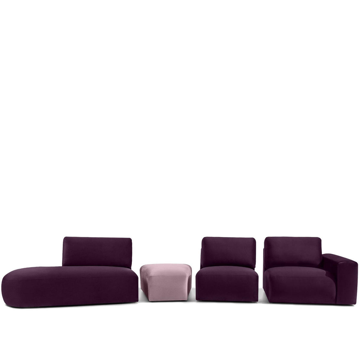 5-SITZER ECKSOFA ZUCCO Velour links, Purpur - Violett, Textil (430/84/105cm) - KONSIMO®