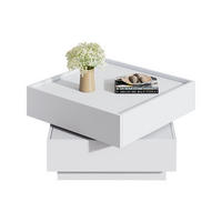 COUCHTISCH Funktionaler drehbarer mit Stauraum und Ablagen - Weiß, Holz (69.85/66.29/38cm) - FLIEKS