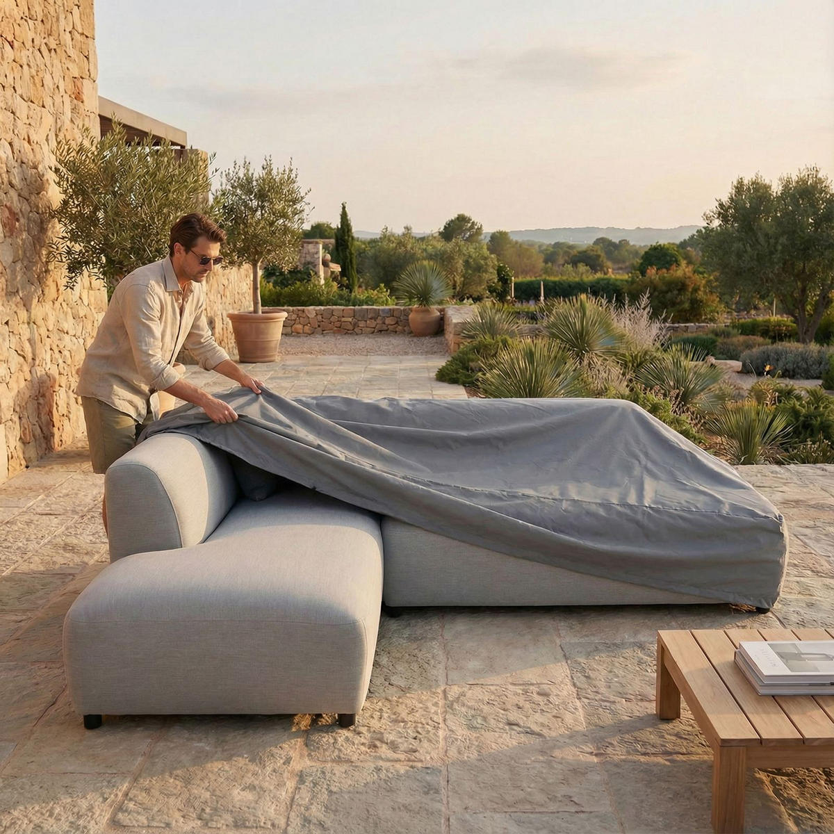 ABDECKHAUBE CALABRIA - Grau, Textil (197/74/208cm) - IDIMEX