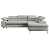 ECKSOFA PETER L Hellgrau Struktur - Rechts Seite - Hellgrau/Schwarz, Textil/Metall (273/208cm) - MKS