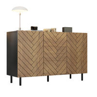 BUFET 120 cm aspect lemn și negru cu 3 sertare și 2 uși - culoare naturală, compozit lemnos (120/76/40cm) - Urban Meuble