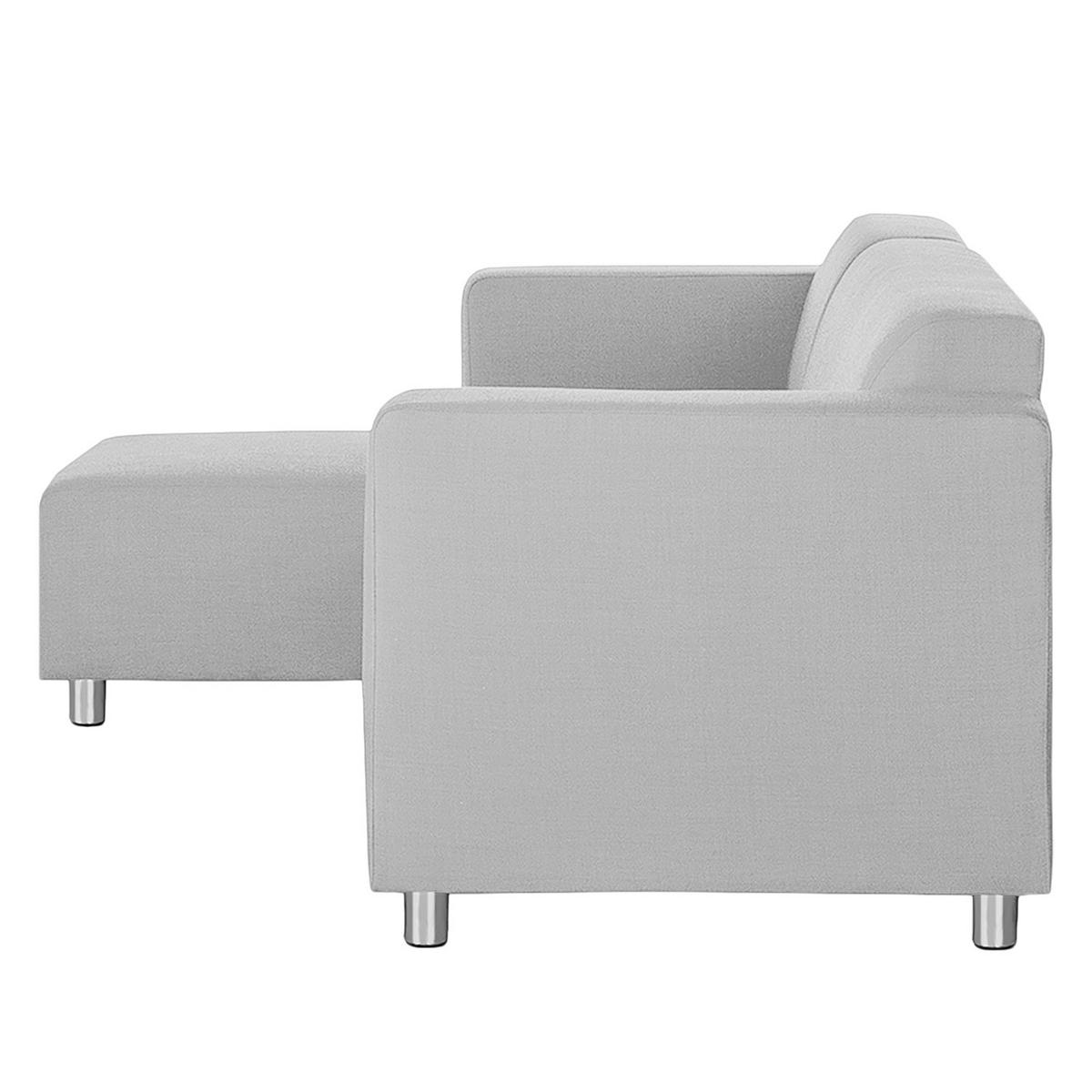 ECKSOFA mit Longchair davorstehend links - Webstoff, Grau - Grau, Textil (240/140cm) - home24