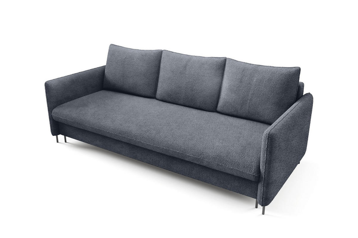 SCHLAFSOFA Belis Boucle in Dunkelblau - Dunkelblau, Holzwerkstoff/Textil (216/95/91cm) - Bettso