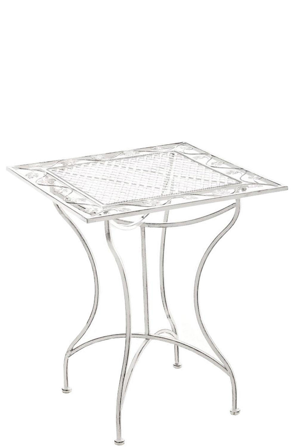 GARTENTISCH eckig 60/60/72 cm Metall Antik Weiß - Perlmutt, Metall (60/60/72cm) - CLP