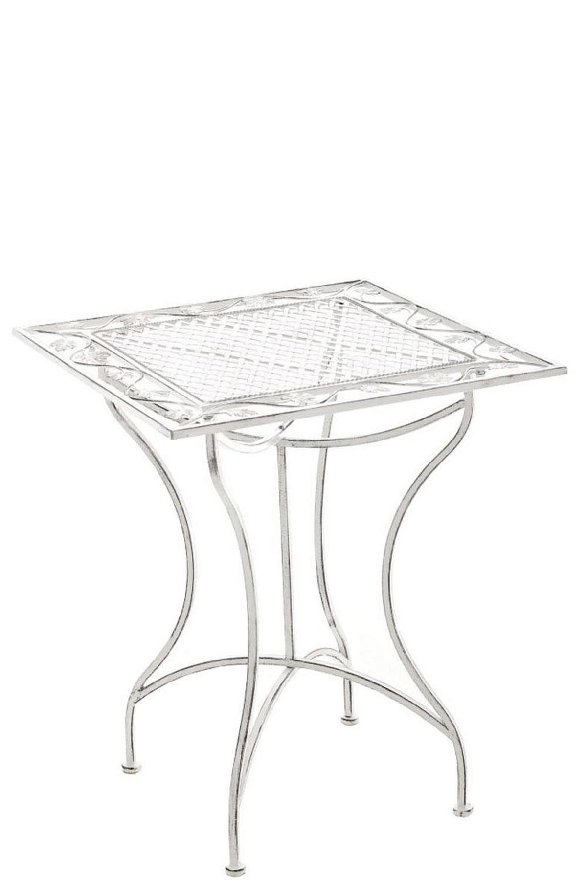 GARTENTISCH eckig 60/60/72 cm Metall Antik Weiß - Perlmutt, Metall (60/60/72cm) - CLP