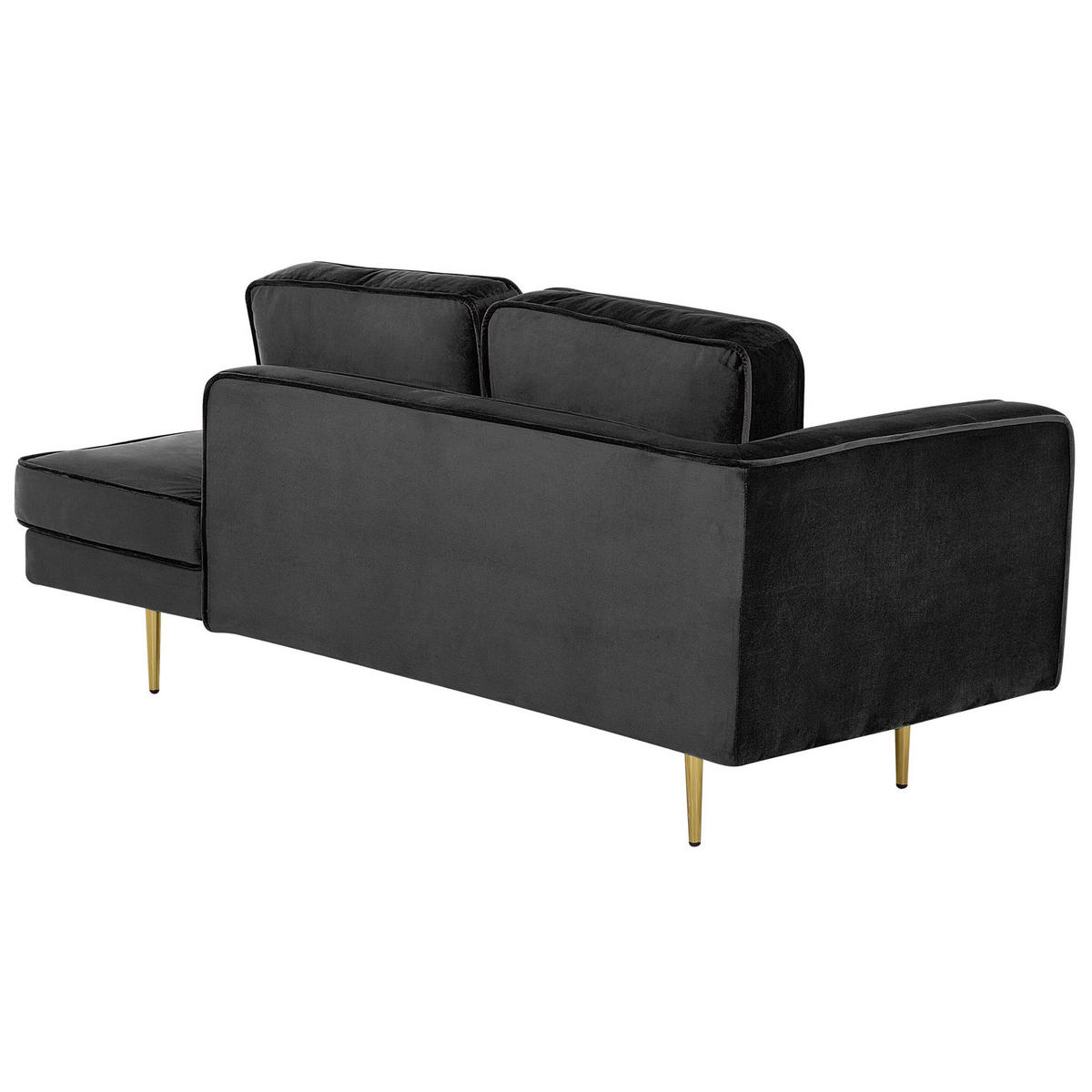 CHAISELONGUE Samtstoff schwarz linksseitig Miramas - Goldfarben/Schwarz, Textil (171/63/79cm) - Beliani