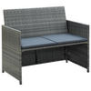 LOUNGESOFA mit Polstern, 100/56/85 cm, aus Poly Rattan, Grau - Blau/Grau, Kunststoff/Textil (100/77/56cm) - vidaXL