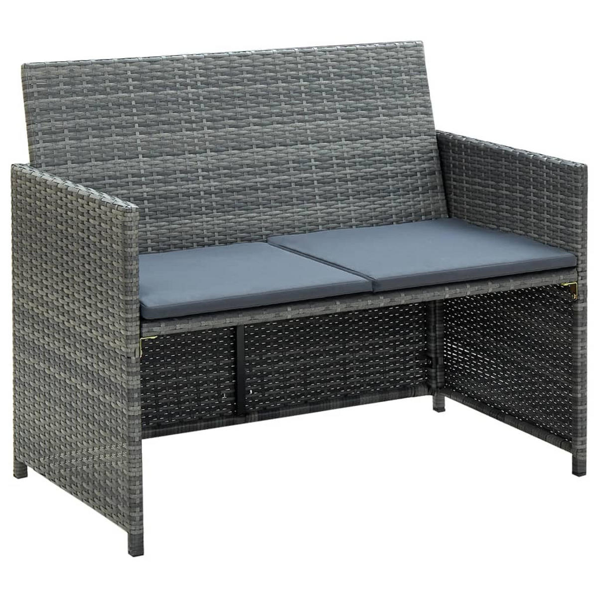 LOUNGESOFA mit Polstern, 100/56/85 cm, aus Poly Rattan, Grau - Blau/Grau, Kunststoff/Textil (100/77/56cm) - vidaXL