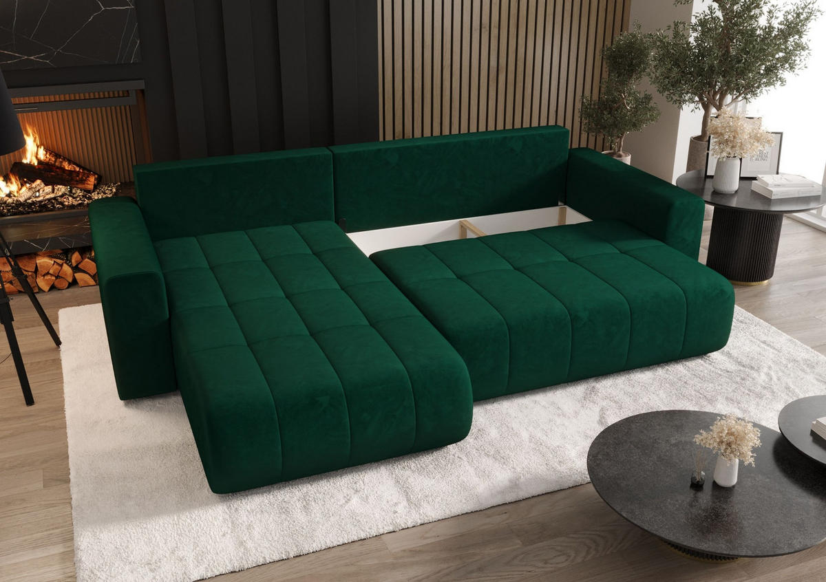 ECKSOFA Bari mit Schlaffunktion Weiß Links - Beige, Textil (280/175cm) - Cornero