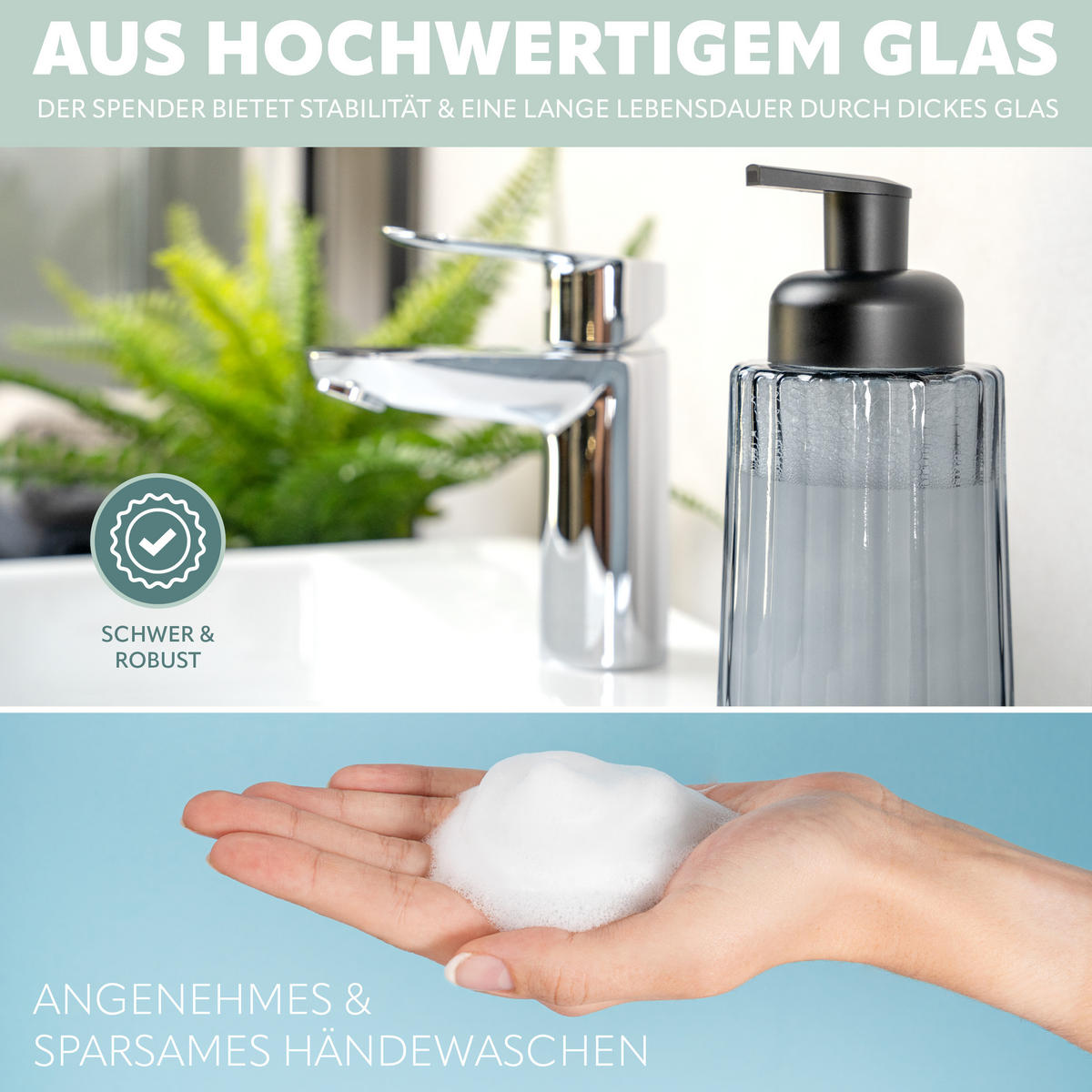 SEIFENSPENDER, grau - Grau, Glas (7.5/17/7.5cm) - bremermann