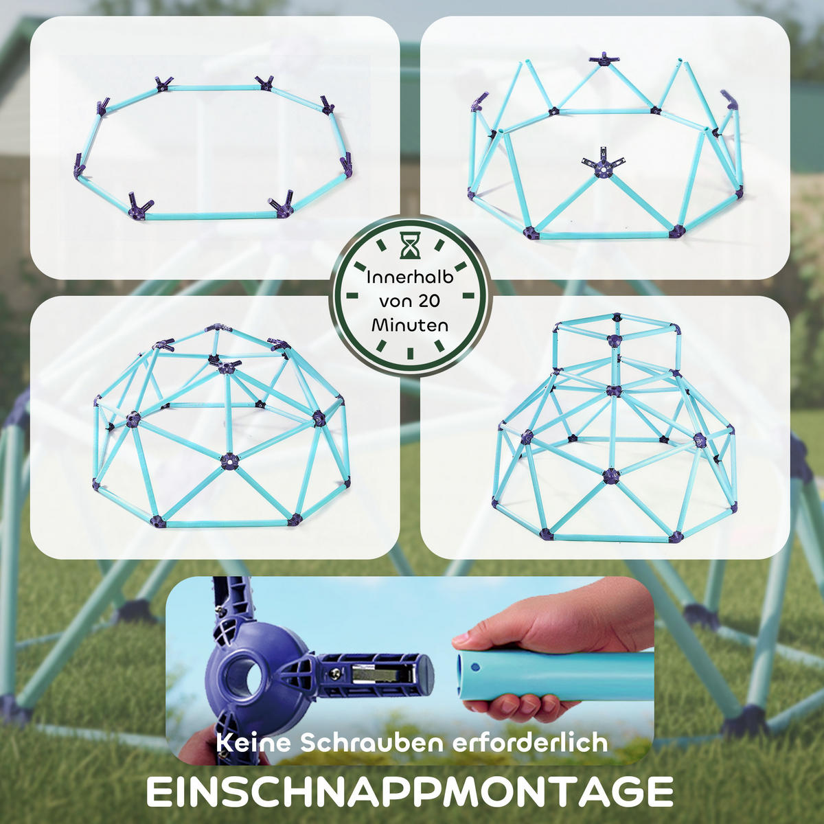 KLETTERKUPPEL Kunststoff Blau - Blau, Kunststoff (182.5/59/182.5cm) - AIYAPLAY