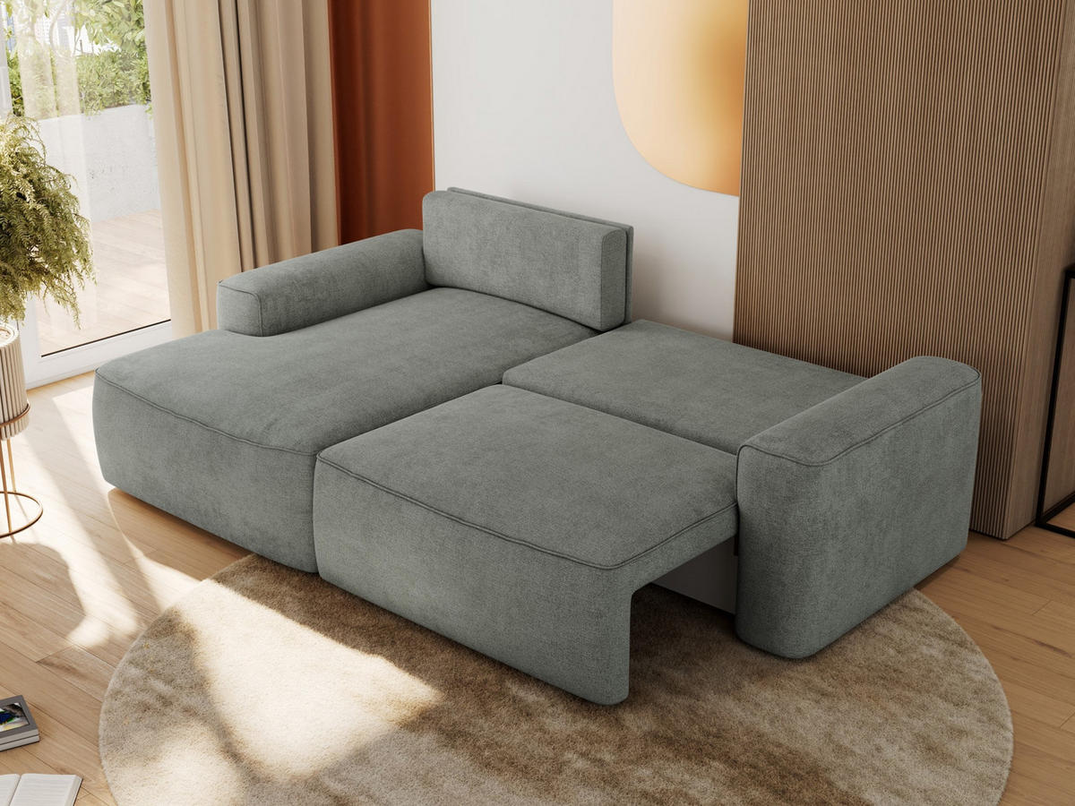 ECKSOFA BELLUNO L Grau Strukture - Links - Schwarz/Grau, Textil (144/233cm) - MKS