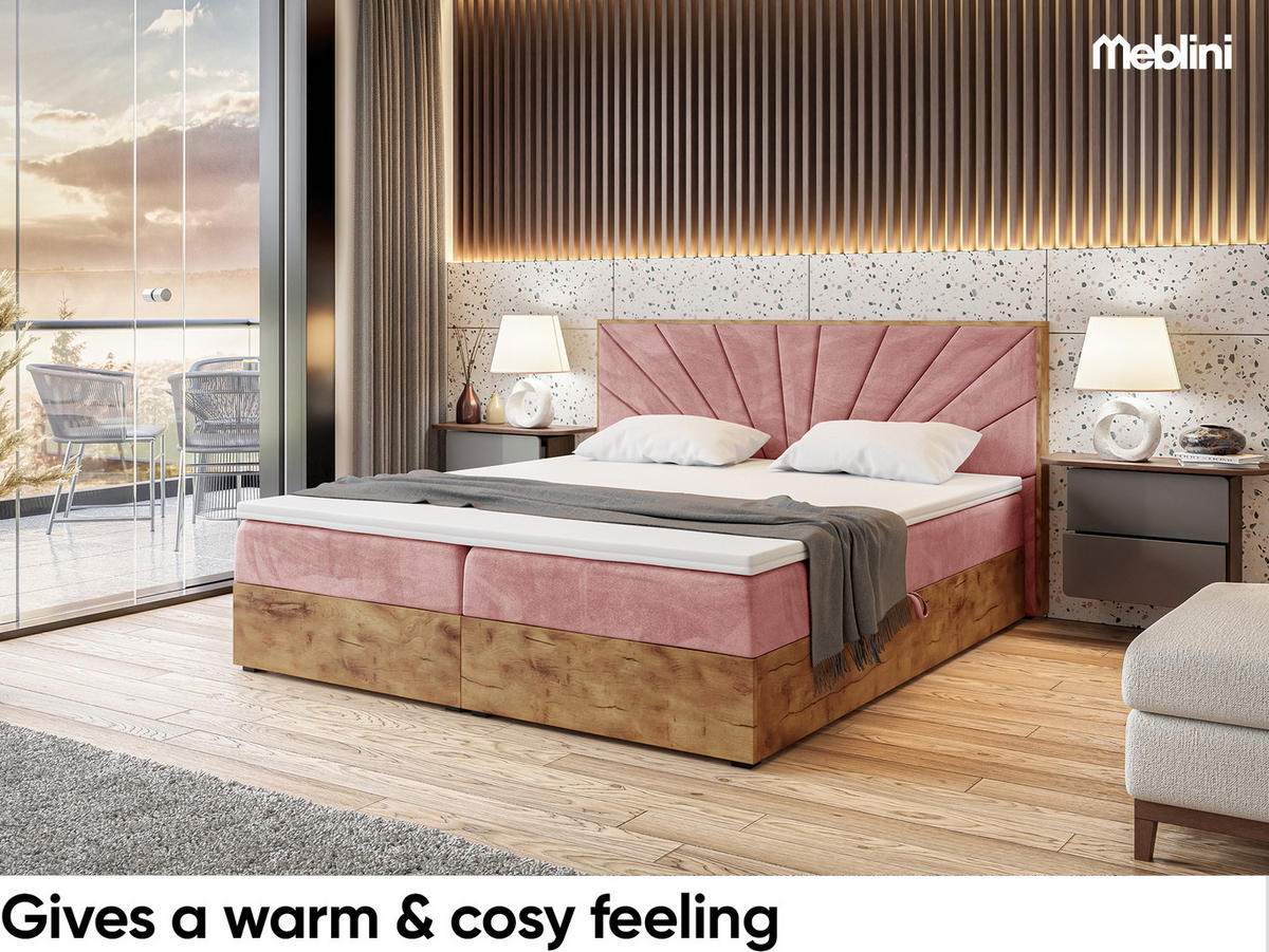 BOXSPRINGBETT Lofty 7 H3 - Rosa, Holzwerkstoff (120/200cm) - Meblini