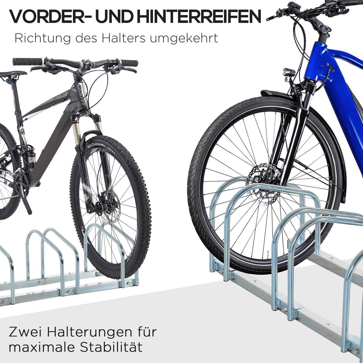 FAHRRADSTÄNDER, Stahl, Silber, 179L x 33B x 27H cm - Silberfarben, Metall (33/27/179cm) - HOMCOM