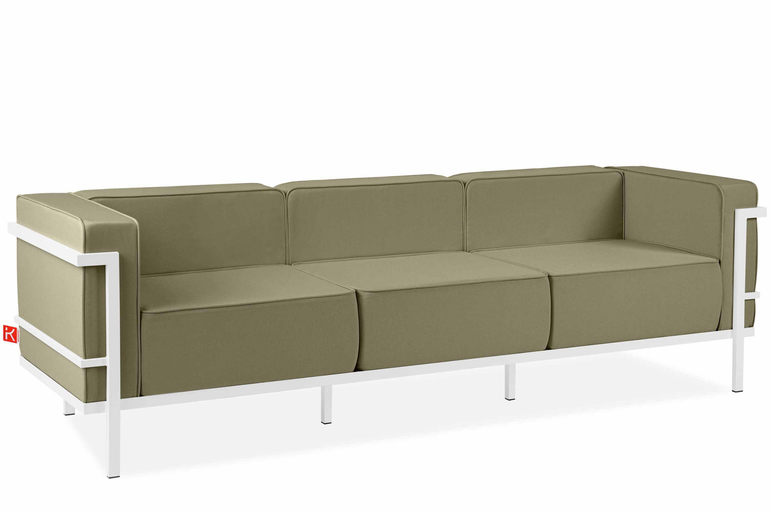 GARTENSOFA TRIGLO 3-Personen, Stahlrahmen, Modern, Weiß/Beige - Beige/Weiß, Textil/Metall (229/70/69cm) - KONSIMO®