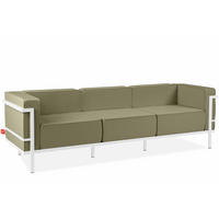 GARTENSOFA TRIGLO 3-Personen, Stahlrahmen, Modern, Weiß/Beige - Beige/Weiß, Textil/Metall (229/70/69cm) - KONSIMO®