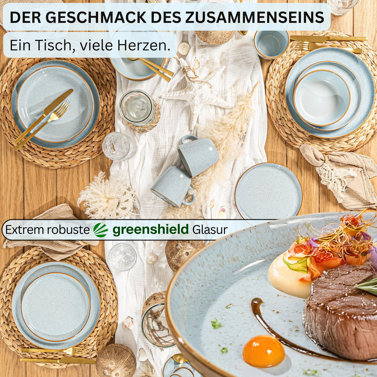 SPEISETELLER RIO LAGUNE - 4 teilig aus Steingut - Blau, Keramik (13cm) - Sänger
