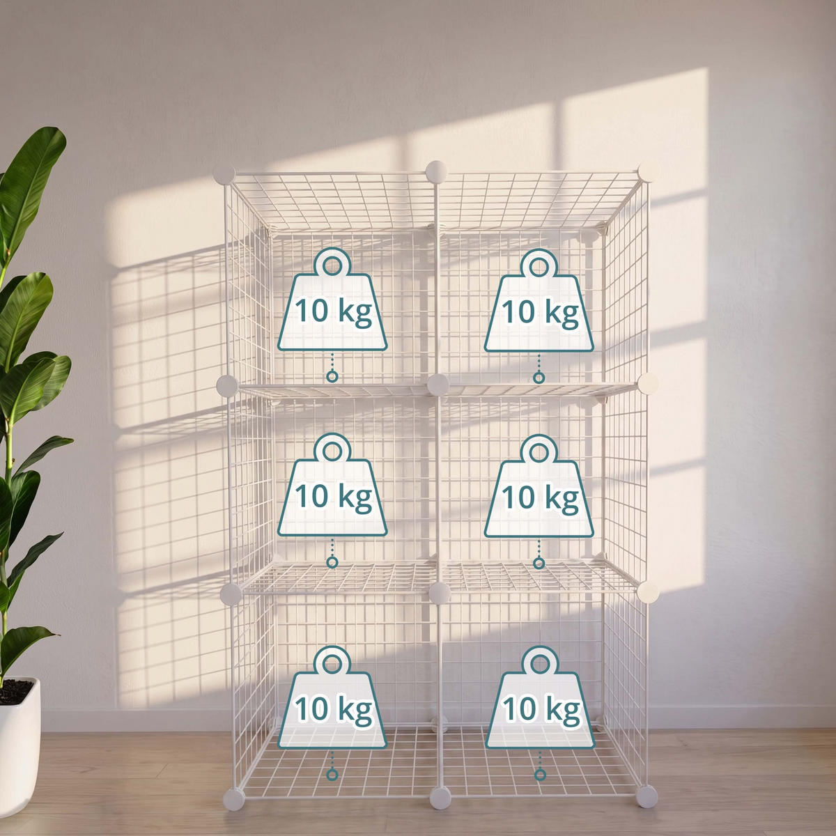 MODULÁRNÍ regál - bílá, kov (75/110/37cm) - Relaxdays