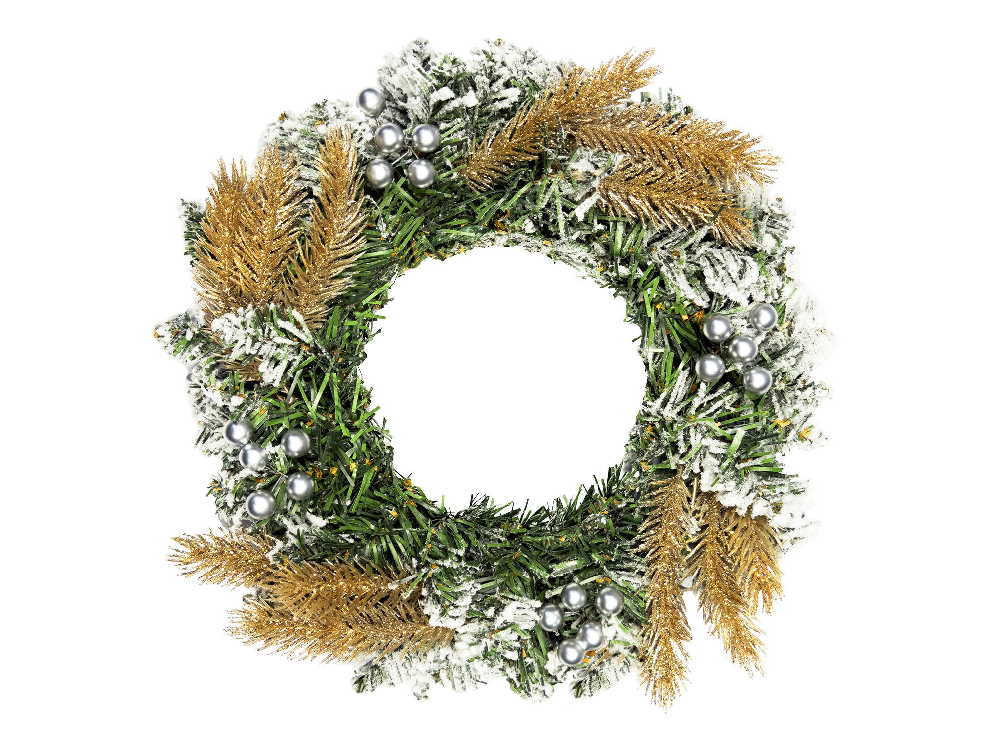 WEIHNACHTSKRANZ dekorierter SAMTIGE FREUDE II 30, Ø 30 cm, zum Hängen oder Aufstellen - Silberfarben/Goldfarben, Kunststoff (30/20cm) - LAALU