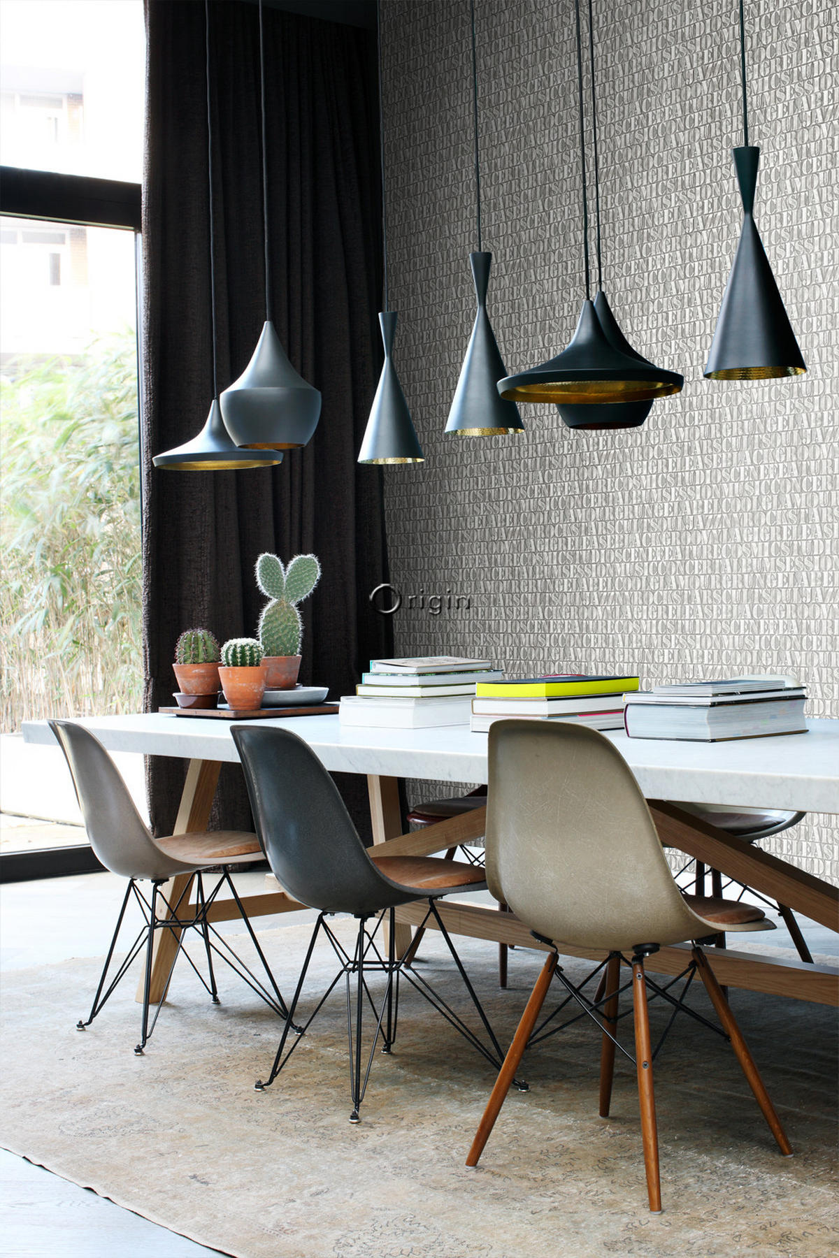 TAPETE alte eiserne Druckbuchstaben 53 cm x 10.05 m - Grau, Papier (53/1000cm) - Origin Wallcoverings