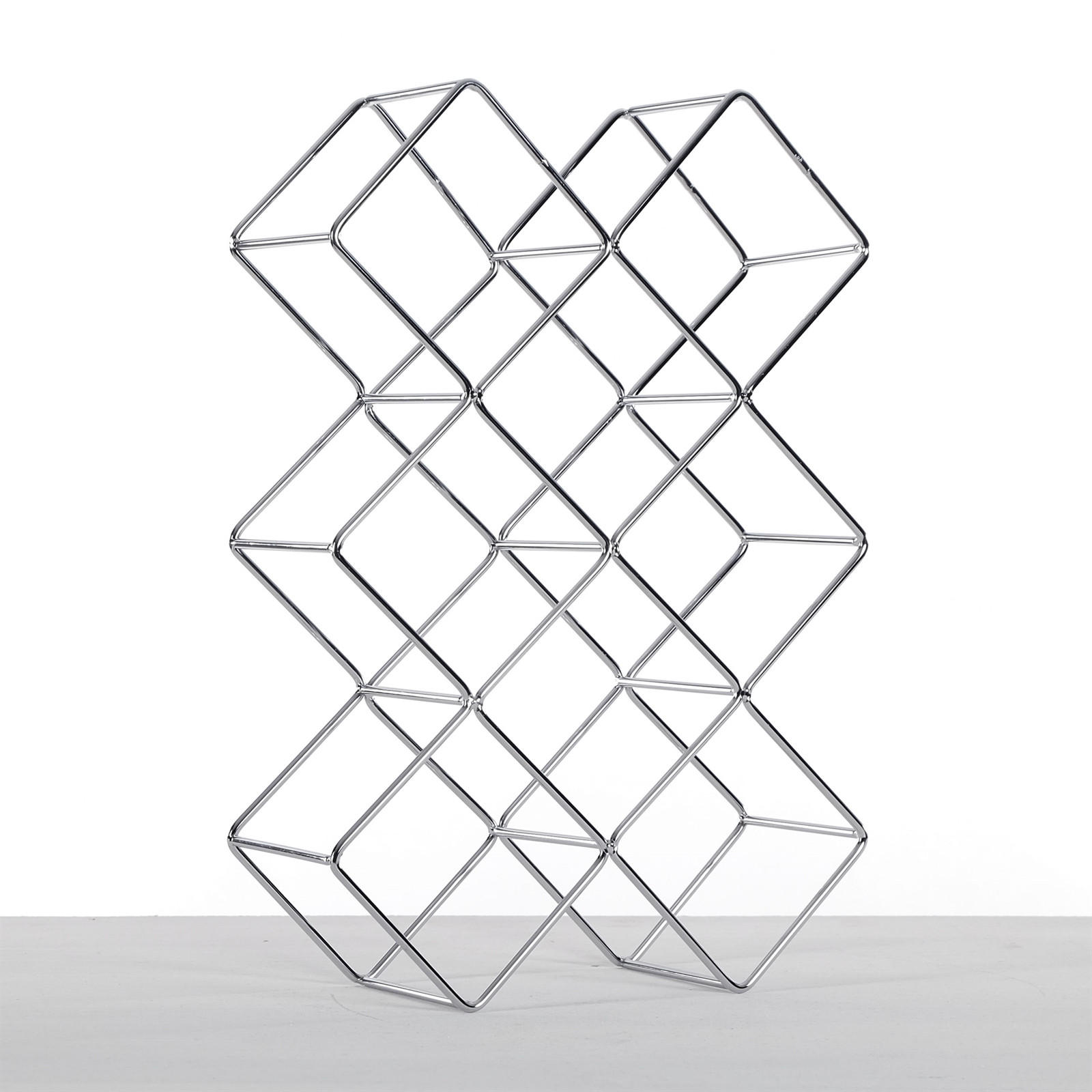 FLASCHENHALTER QUADRAT Metall silber - Silberfarben, Metall (28/25/10cm) - DESIGN DELIGHTS