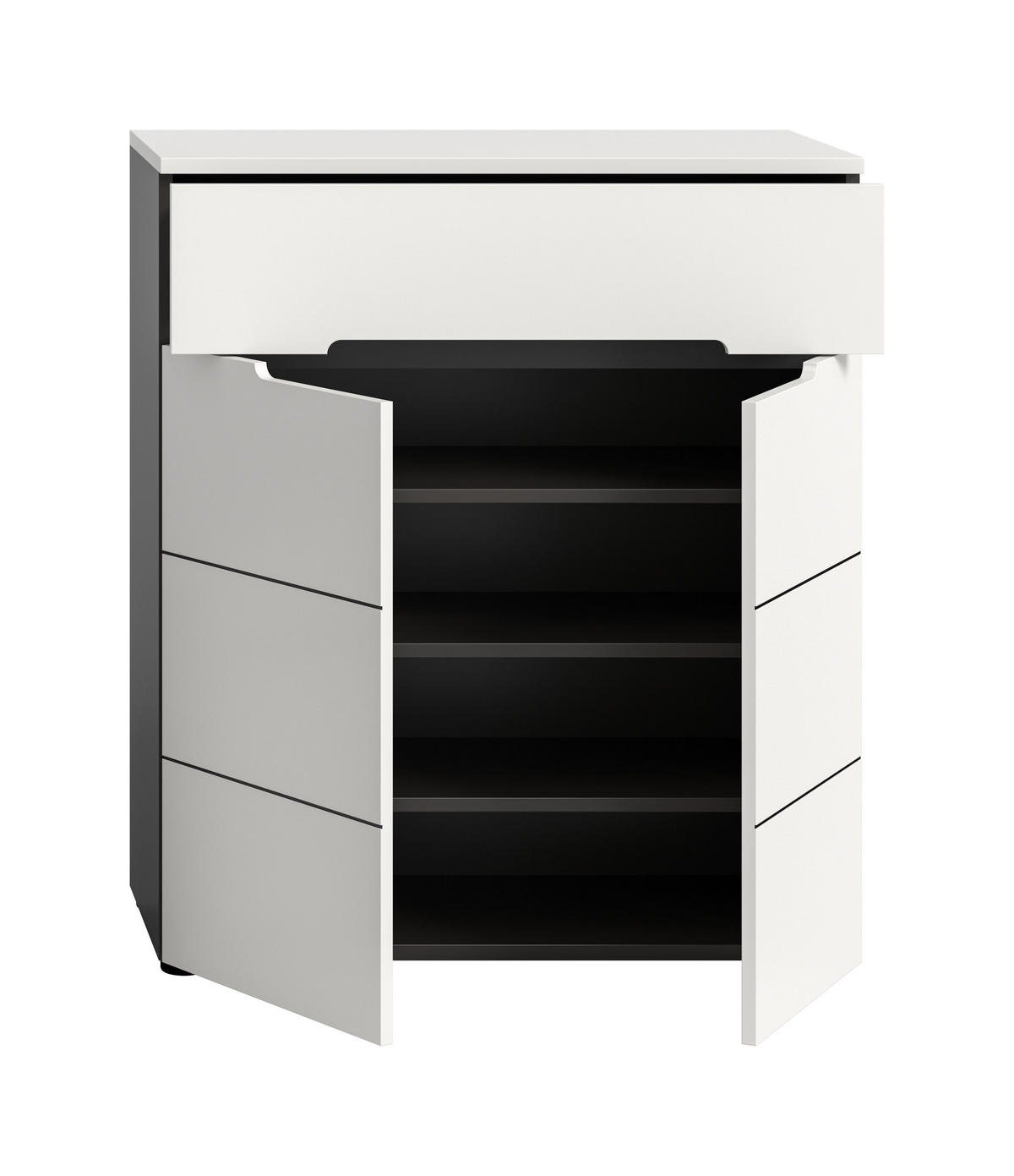 SCHUHKOMMODE CANU (B/H/T: ca. 80/94/37 cm) in Basalt grau/weiß - Grau, Holzwerkstoff (80/94/37cm)