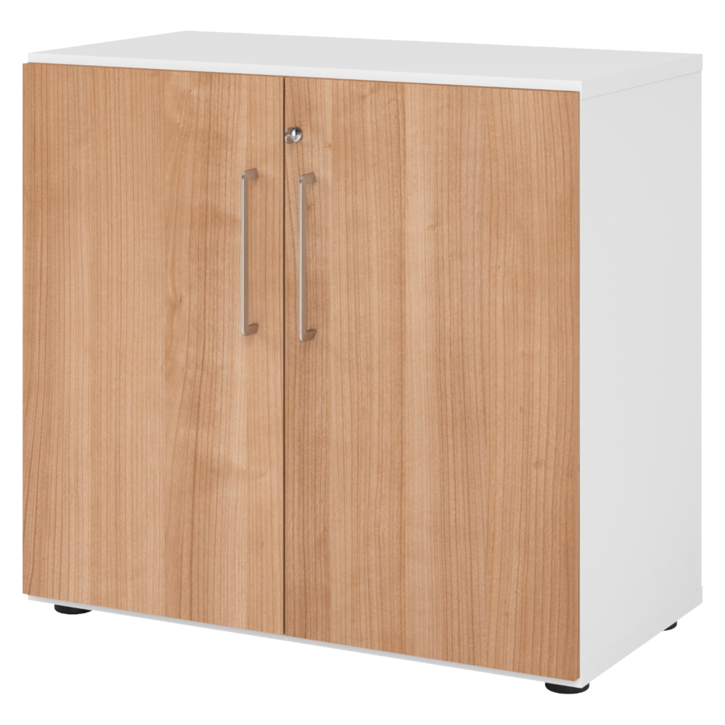 AKTENSCHRANK - 2 Ordnerhöhen 42/80/74,8 cm in Weiß/Nussbaumfarben - Nussbaumfarben/Weiß, Holzwerkstoff (80/74.8/42cm) - bümö