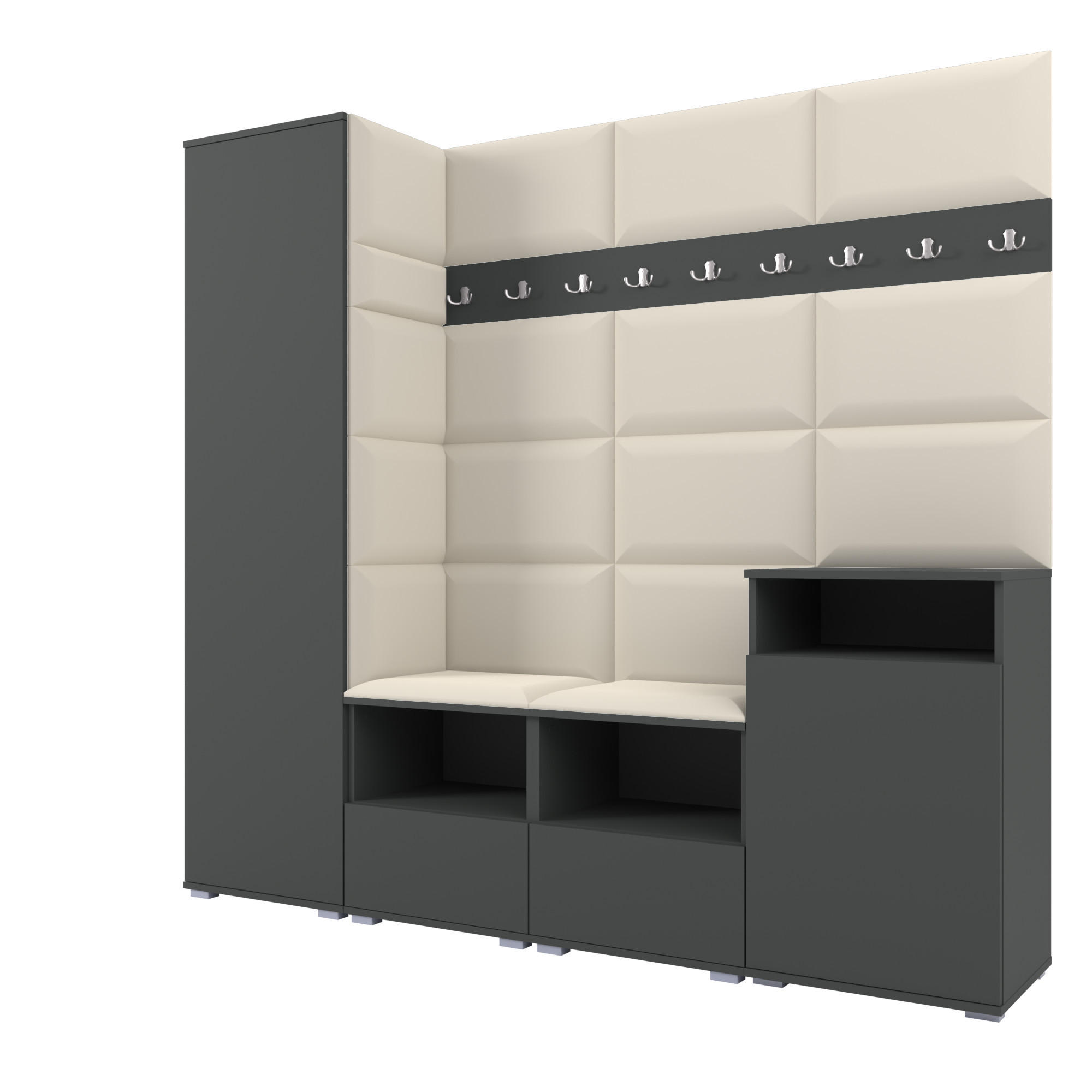 Ravio Garderobe Graphit, Creme 200x187x40 cm