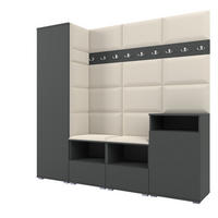 GARDEROBE NELA X 200 cm (Modulare Flurmöbel Graphit mit Sitzpolster Creme 01 Schrank + Sideboard) - Silberfarben/Creme, Holz/Holzwerkstoff (200/187/40cm) - Ravio