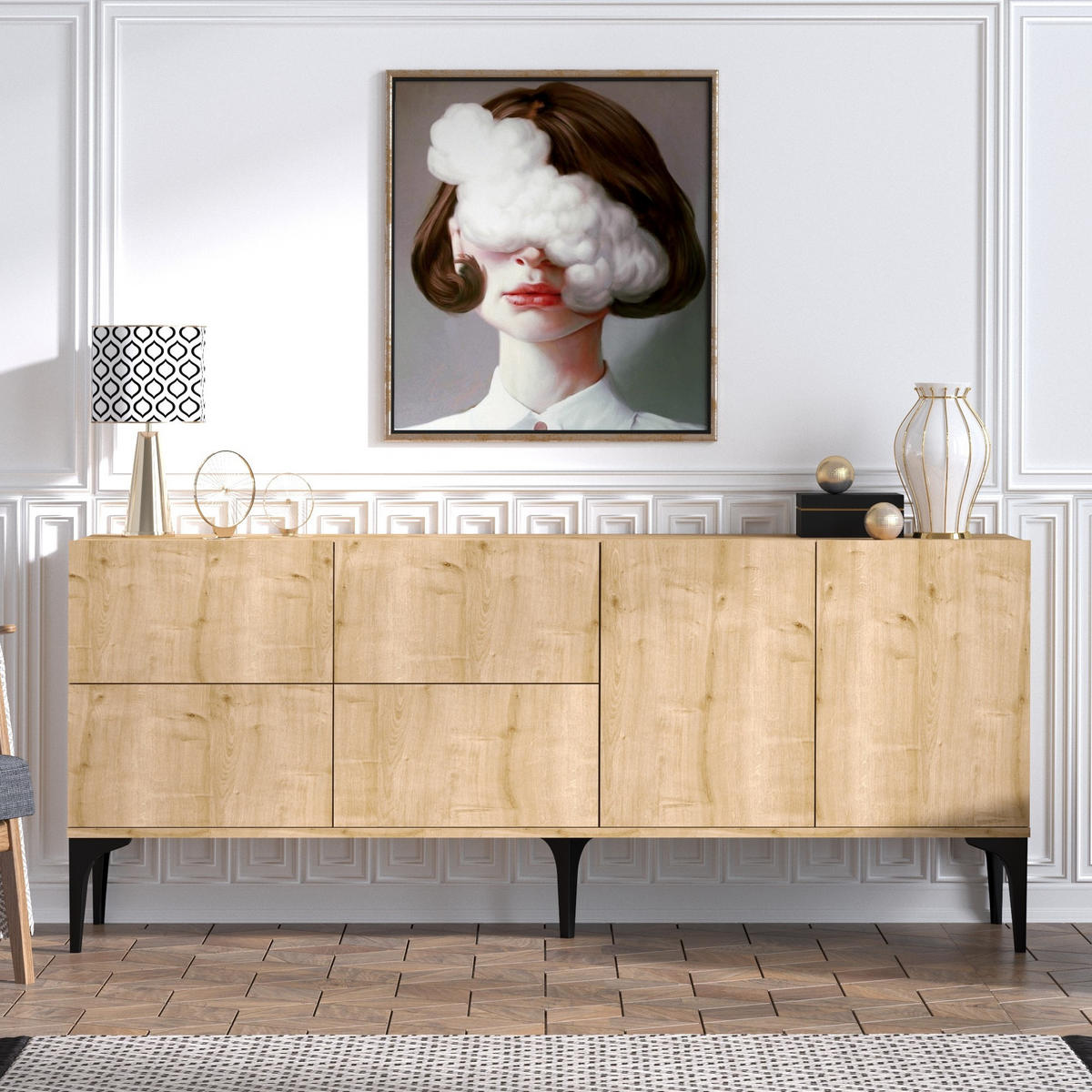 BUFFETSCHRANK laika beige - Beige, Holz (40/80/180cm) - Habitat Garten