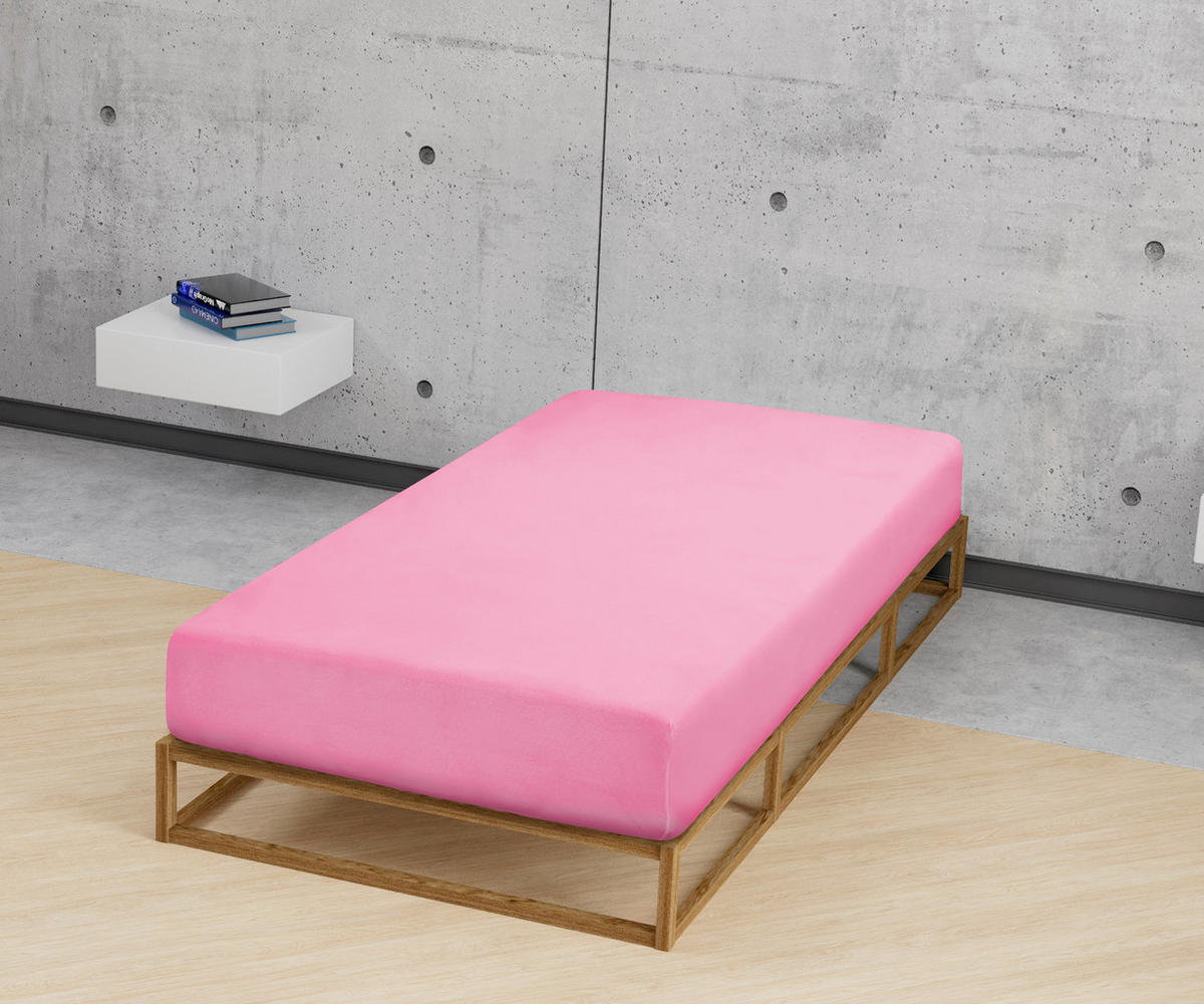 SPANNBETTTUCH Premium Jersey pink, 60x120 cm - 70x140 cm - Pink, Textil (70/140cm) - biberna