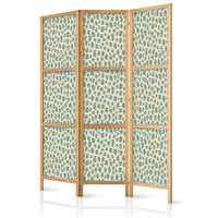 PARAVENT Japanischer 3-tlg 135x172 cm Buntes Tiermuster - Grün, Holz/Textil (135/172/3cm) - Muralo