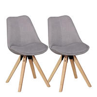 ESSZIMMERSTUHL 2er Set Stoffbezug mit Holzgestell Skandinavisch gepolstert, Grau 49x52x87 cm - Beige/Grau, Holz/Textil (49/87/52cm) - KADIMA DESIGN