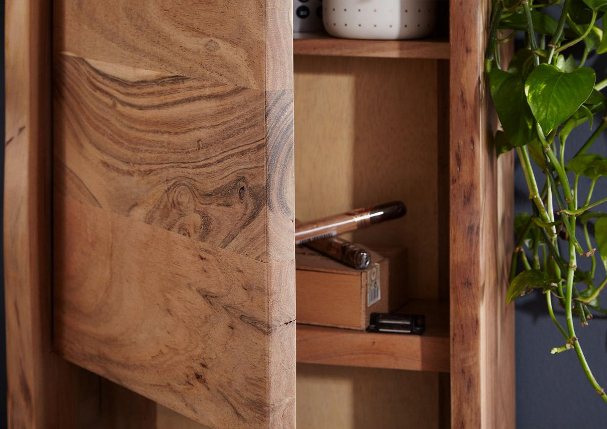 HÄNGESCHRANK Akazie 40x20x70 natur lackiert PURE ACACIA #612 - Naturfarben, Holz (40/70/20cm) - Massivmoebel24